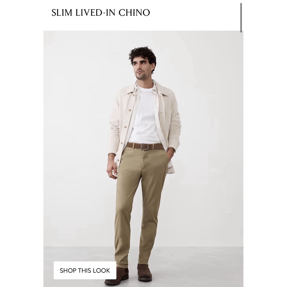 Banana Republic Slim Lived-In Chino Pant Acorn Brown Tan 38 X 36